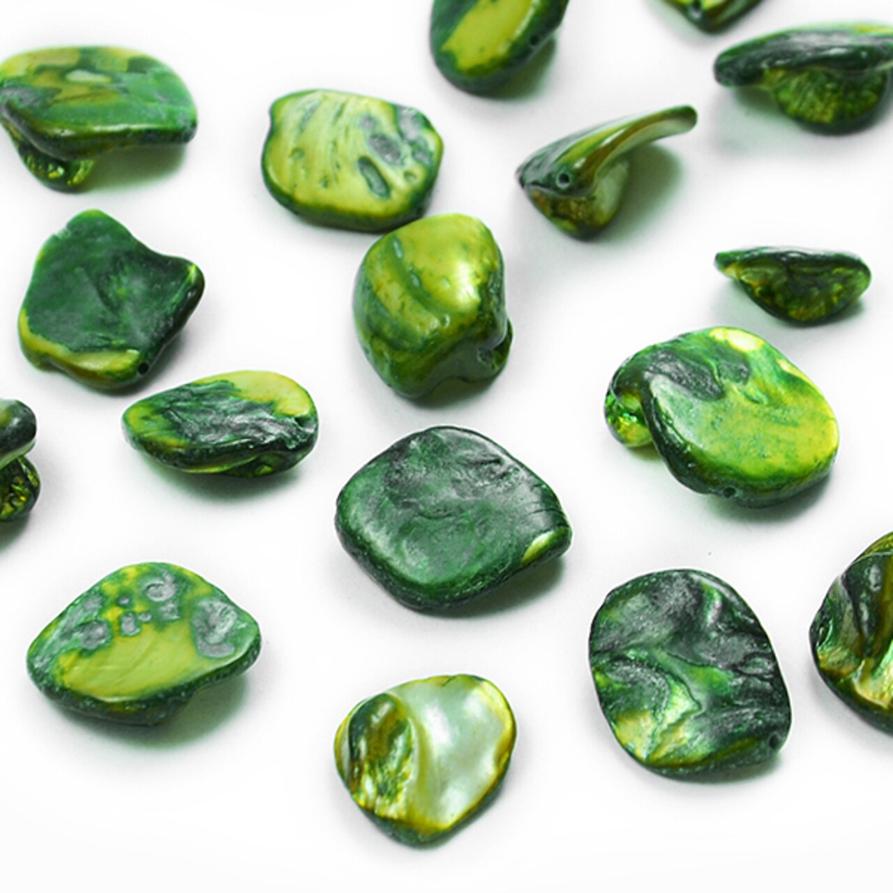 Sea Shell Chunky Beads 12mm-18mm on 16" Strand (20-22 bds) Oliv